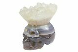 Polished Agate Skull with Quartz Crown #181973-1